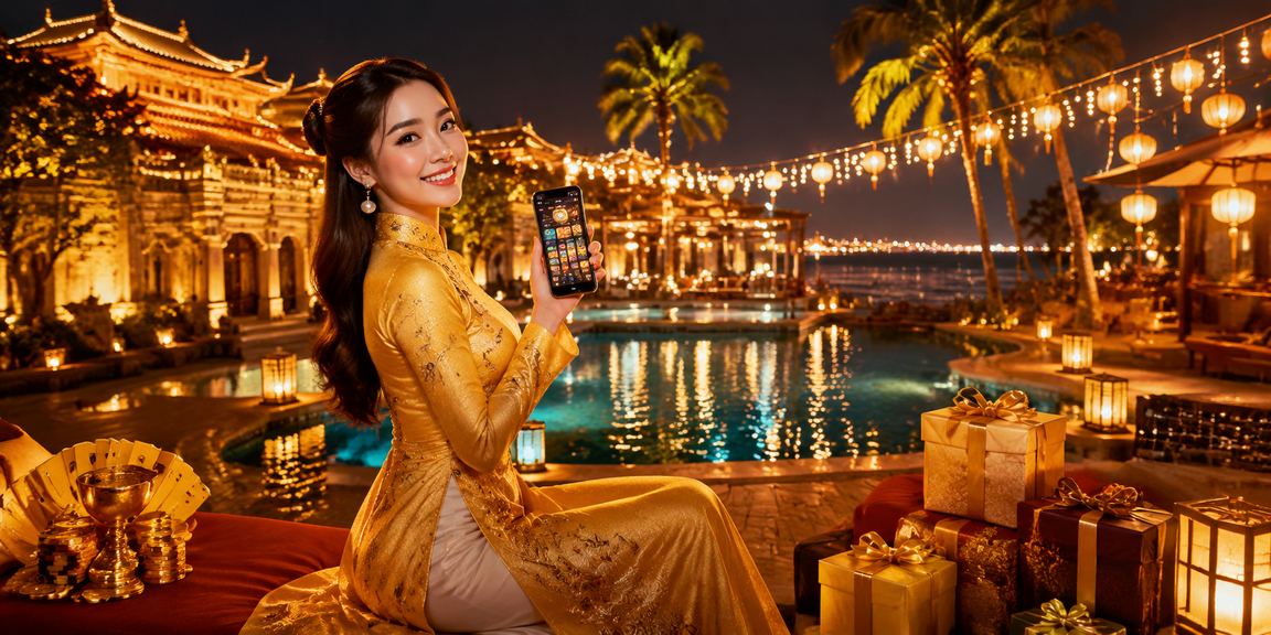 Người phụ nữ áo dài Huế trải nghiệm ứng dụng casino trực tuyến trên điện thoại